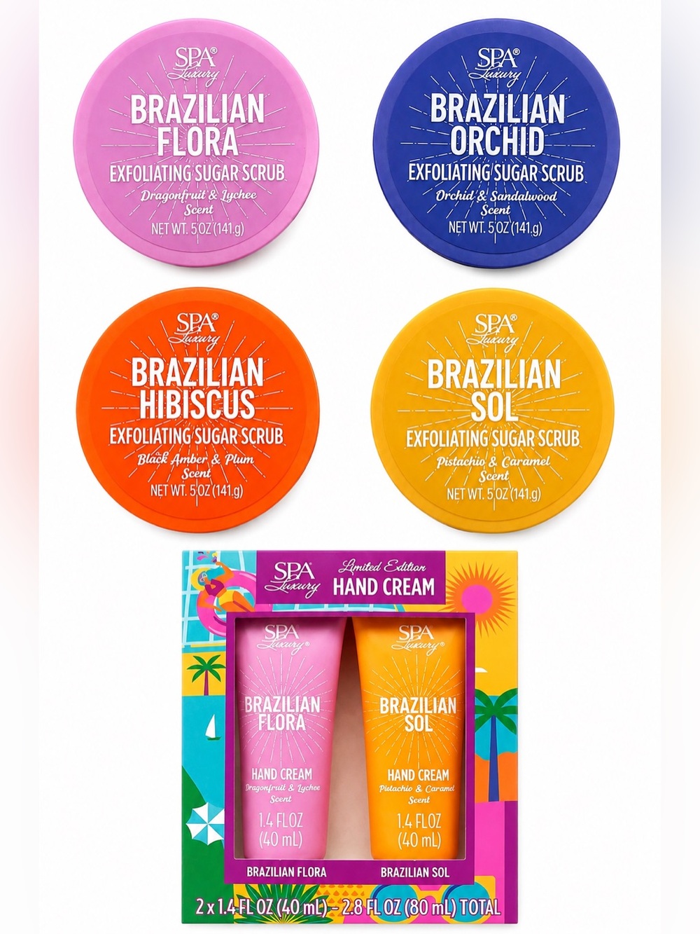 Spa Luxury Brazilian Exfoliating Sugar Scrub or Hand Cream Duo • Choose Yours